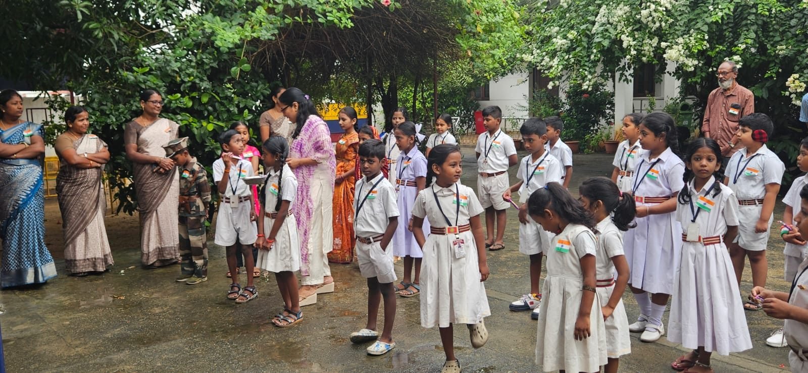 Pupils of Bethel Nursery and Primary School lined up in the school yard
